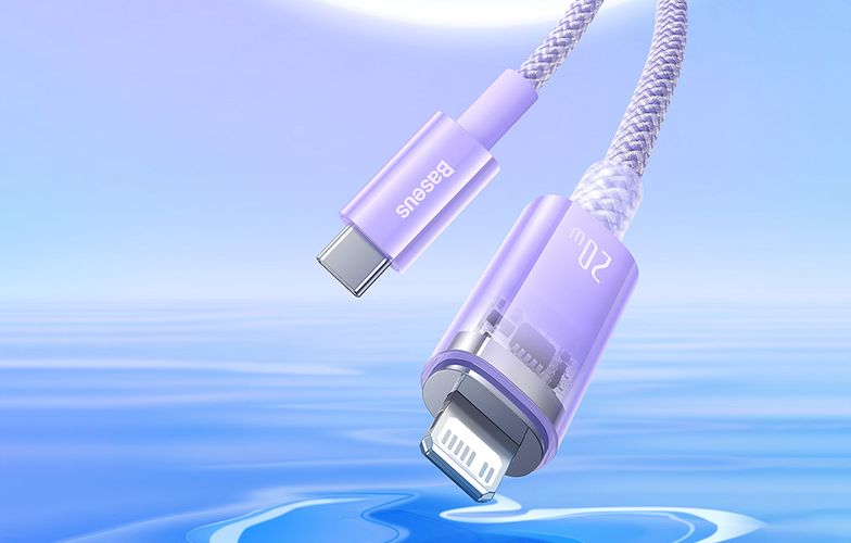 Fast Charging cable Baseus USB-C to Lightning  Explorer Series 1m, 20W (purple), Baseus CATS010205