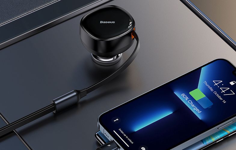 Car Charger Baseus Enjoyment with cable USB-C + Lightning 3A, 30W (Black), Baseus CGTX000001
