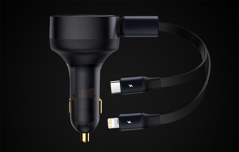 Car Charger Baseus Enjoyment with cable USB-C + Lightning 3A, 30W (Black), Baseus CGTX000001