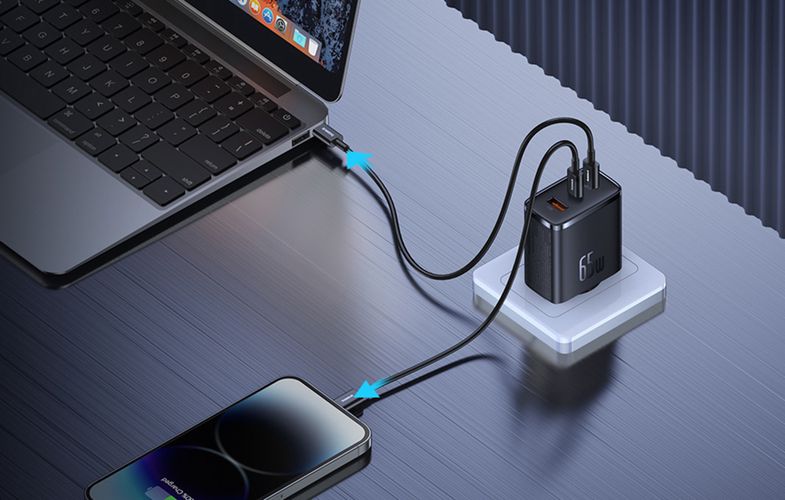 Wall charger Baseus OS-Cube Pro 2xUSB-C + USB, 65W (black), Baseus P10152301113-00