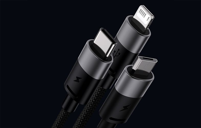 Quick Charge USB to M+L+C  Baseus StarSpeed 3.5A 0,6m (Black), Baseus P10319900111-00