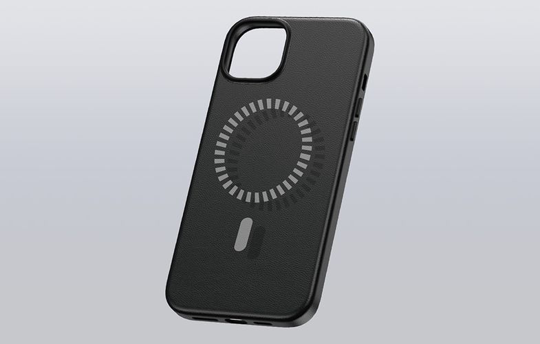 Magnetic Phone Case for iPhone 15 ProMax Baseus Fauxther Series (Black), Baseus P60157305113-03