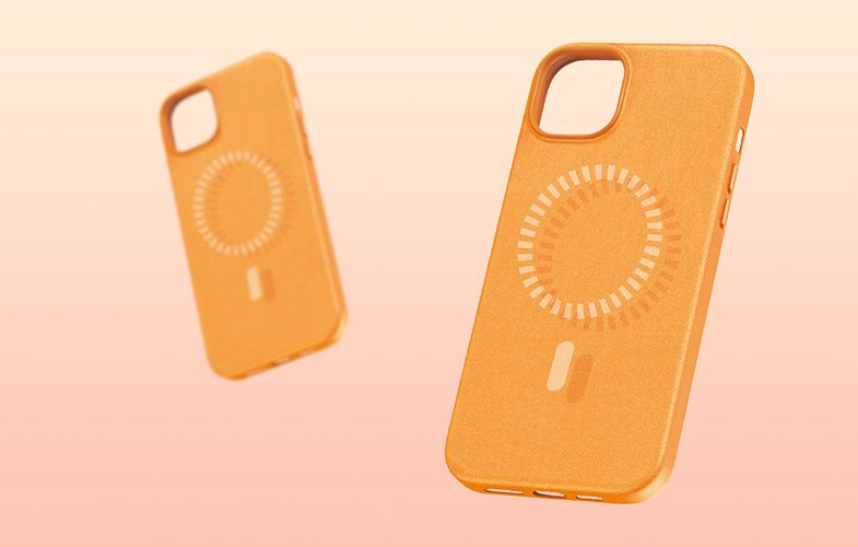 Magnetic Phone Case for iPhone 15 Plus Baseus Fauxther Series (Orange), Baseus P60157305713-02