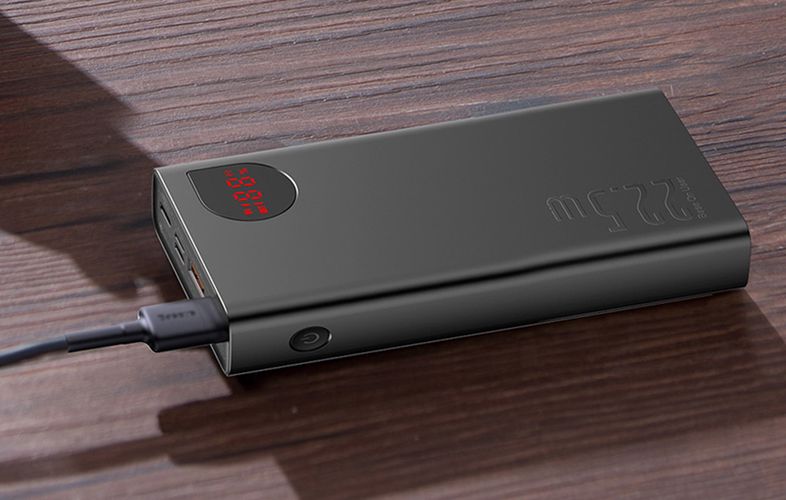 LiPo PowerBank 20000mAh 22.5W PD3.0 QC3.0 2xUSB + USB C Adaman Metal black BASEUS PPAD070101 6932172618308