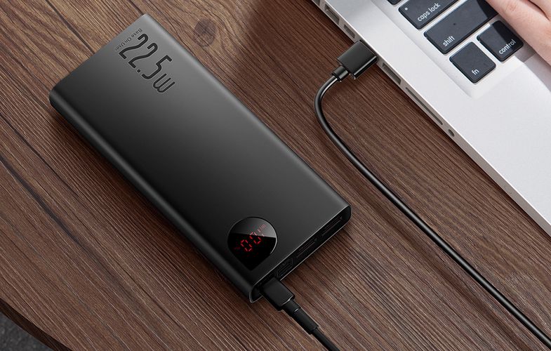 LiPo išorinis akumuliatorius (Powerbank) 20000mAh 22.5W su PD3.0 QC3.0 2xUSB + USB C ADAMAN Metal juodas BASEUS PPAD070101 6932172618308