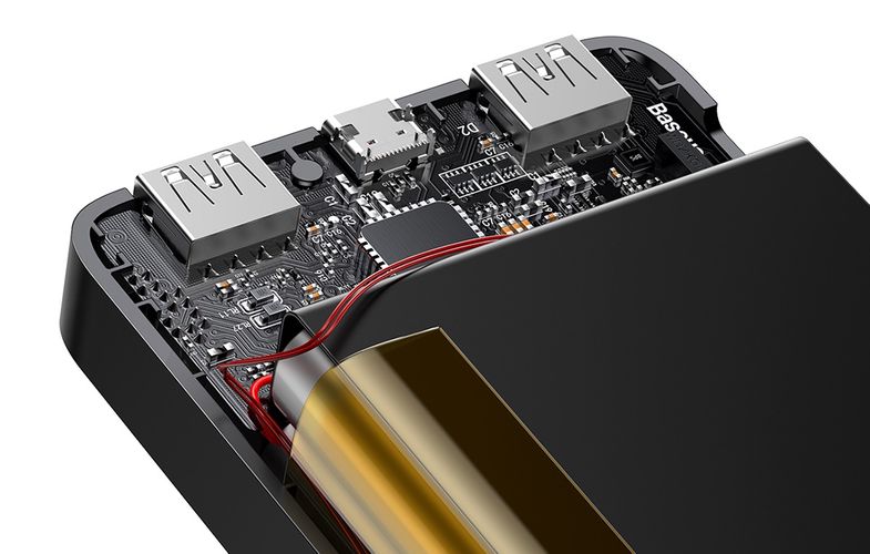 LiPo išorinis akumuliatorius (Powerbank) 10000mAh 15W 5V 3A 2xUSB + USB C Bipow juodas BASEUS PPBD050001 6932172618193