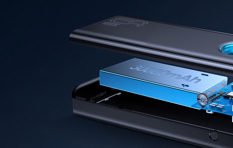 LiPo PowerBank 30000mAh 65W PD3.0 QC3.0 4xUSB + USB C Amblight black BASEUS PPLG000101 6932172613600