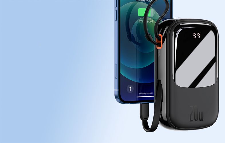Powerbank Baseus Qpow PRO with Lightning cable, USB-C port and USB 20000mAh, 20W (Black), Baseus PPQD060201