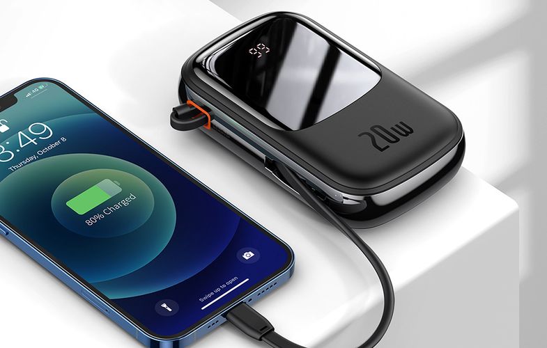 Powerbank Baseus Qpow PRO with Lightning cable, USB-C port and USB 20000mAh, 20W (Black), Baseus PPQD060201
