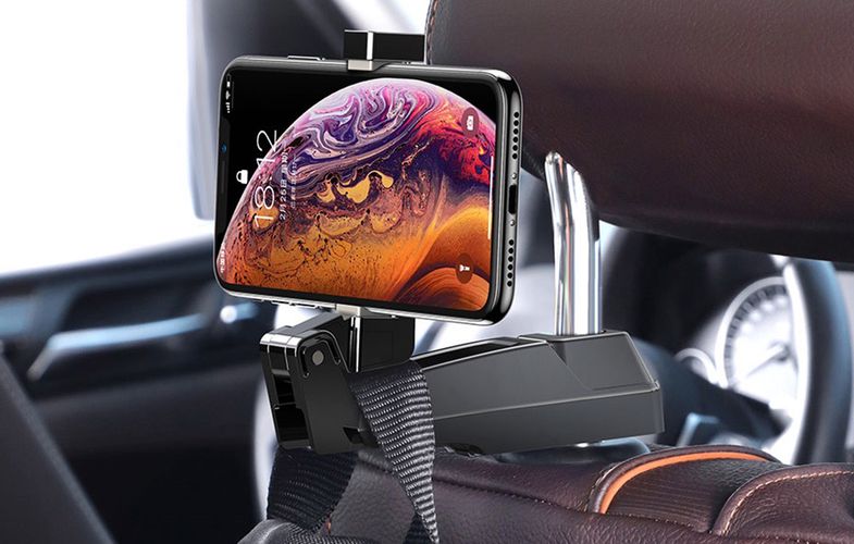 Baseus smartphone holder for car headrest  - Black, Baseus SUHZ-A01