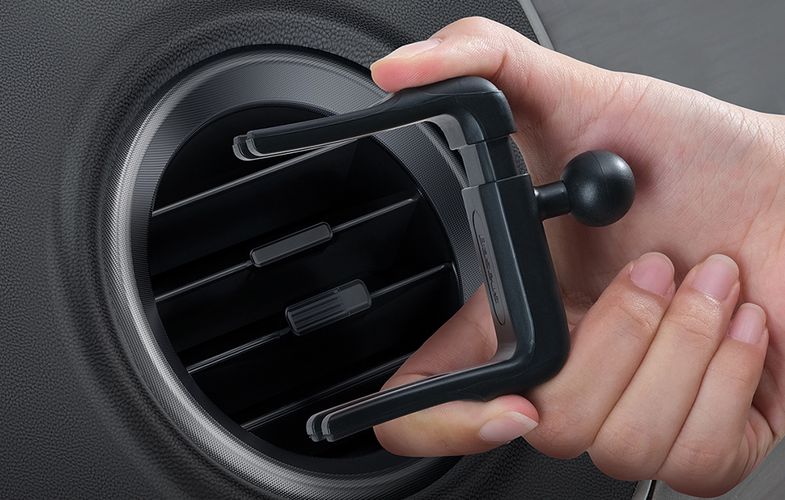 Baseus Metal Age II gravitational car phone holder to round ventilation grid (grey), Baseus SUJS030013