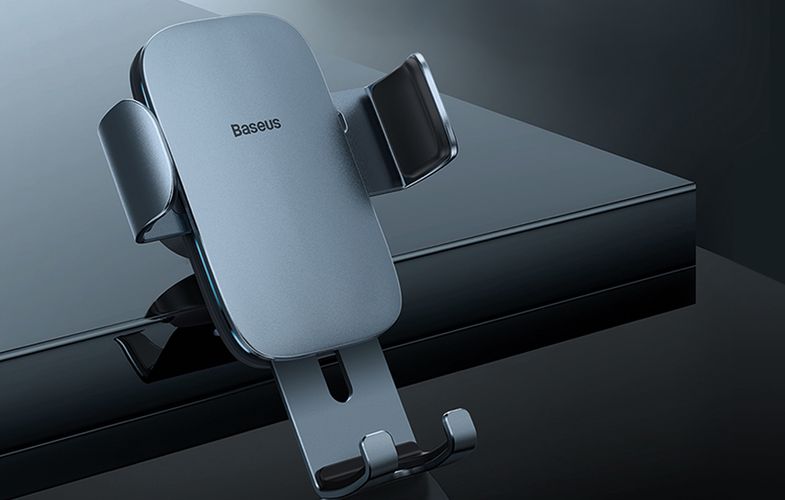 Baseus Metal Age II gravitational car phone holder to round ventilation grid (grey), Baseus SUJS030013