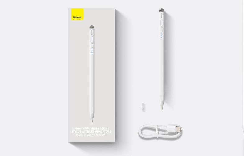 Smooth Writing Stylus with LED Indicators (Active+Passive) White, Baseus SXBC060302