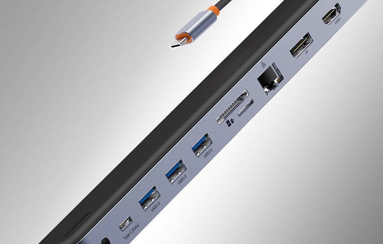 Hub 12w1 Baseus EliteJoy Gen2 series USB-C do 2xHDMI+ 3xUSB 3.0+ PD+ DP+ SD/TF+ RJ45+Type-C+ 3.5mm (dark grey), Baseus WKSX030213