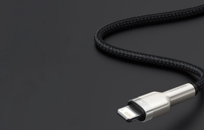 USB cable for Lightning Baseus Cafule, 2.4A, 2m (white), Baseus CALJK-B02