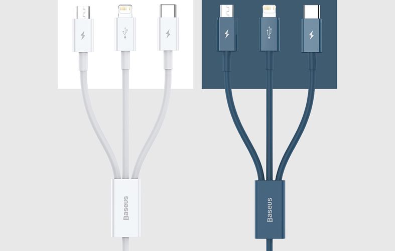 USB cable 3in1 Baseus Superior Series, USB to micro USB / USB-C / Lightning, 3.5A, 1.5m (blue), Baseus CAMLTYS-03