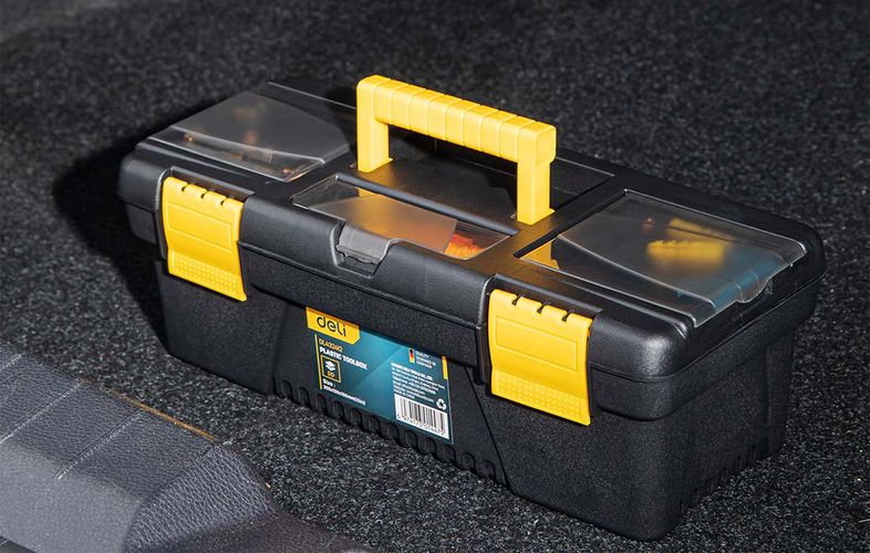 Plastic Tool Box Deli Tools EDL432412, 12'' (yellow), Deli Tools EDL432412