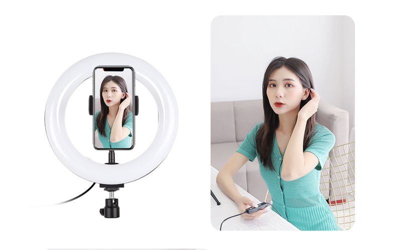 Tripod Mount Puluz with 20cm LED Ring Vlogging PKT3073B, Puluz PKT3073B