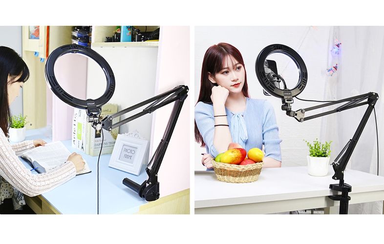 Desktop arm stand Puluz with 26cm LED Vlogging Ring PKT3090B, Puluz PKT3090B