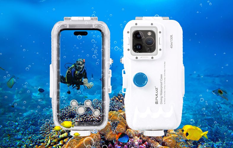 Puluz plastic waterproof case for iPhone 15 Plus/15 Pro Max/14 Plus/14 Pro Max/13 Pro Max/12 Pro Max/11 Pro Max (white), Puluz PU9116W
