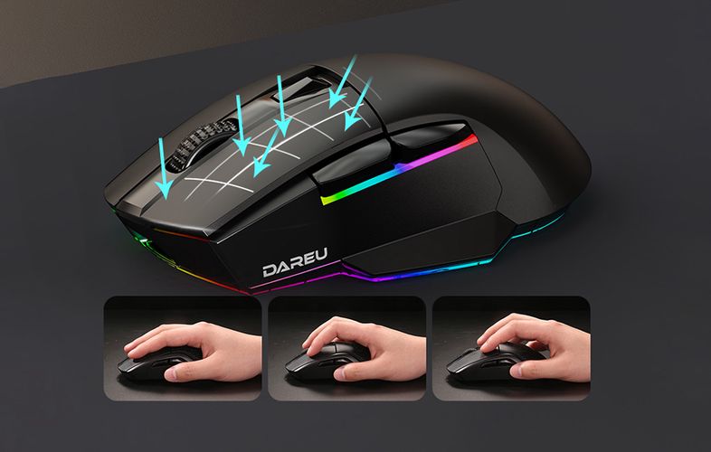 Wireless gaming mouse + charging dock Dareu A955 RGB 400-12000 DPI (white), Dareu TM242F08602R