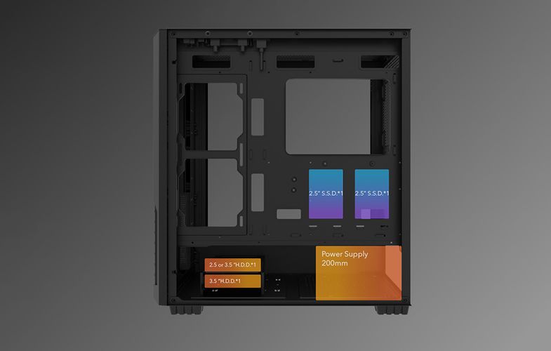 Computer case Darkflash DF2100 + 4 ARGB fans (black), darkFlash DF2100 BLACK