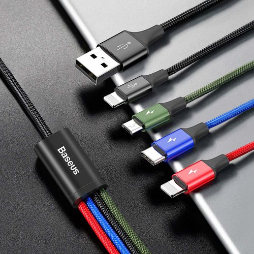 Baseus Fast USB cable 4in1 USB-C / 2x Lightning / Micro 3,5A 1,2m - black, Baseus CA1T4-A01