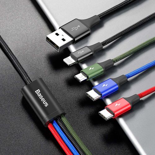 Baseus Fast USB Cable 4in1 2xUSB-C / Lightning / Micro 3,5A 1,2m - Black, Baseus CA1T4-B01