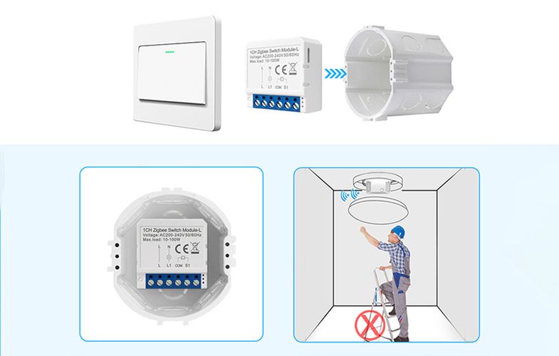 Smart Switch Module ZigBee Avatto LZWSM16-W3 No Neutral TUYA, Avatto LZWSM16-W3