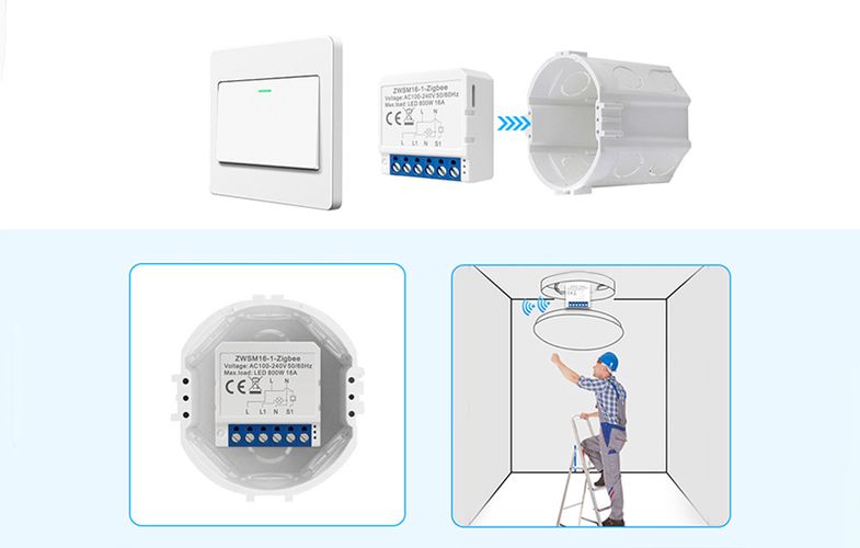 Smart Switch Module ZigBee Avatto ZWSM16-W2 TUYA, Avatto ZWSM16-W2