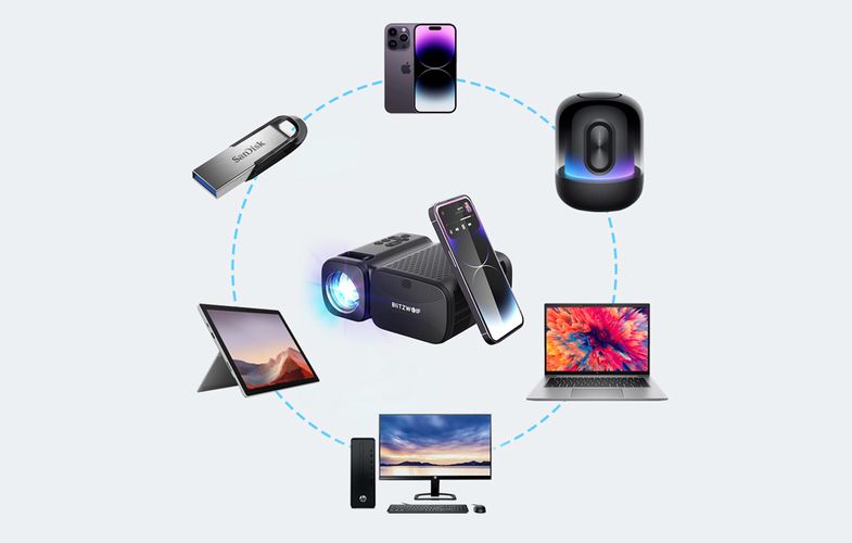 BlitzWolf BW-V3 Mini LED beamer / projector, Wi-Fi + Bluetooth (black), BlitzWolf BW-V3 Mini