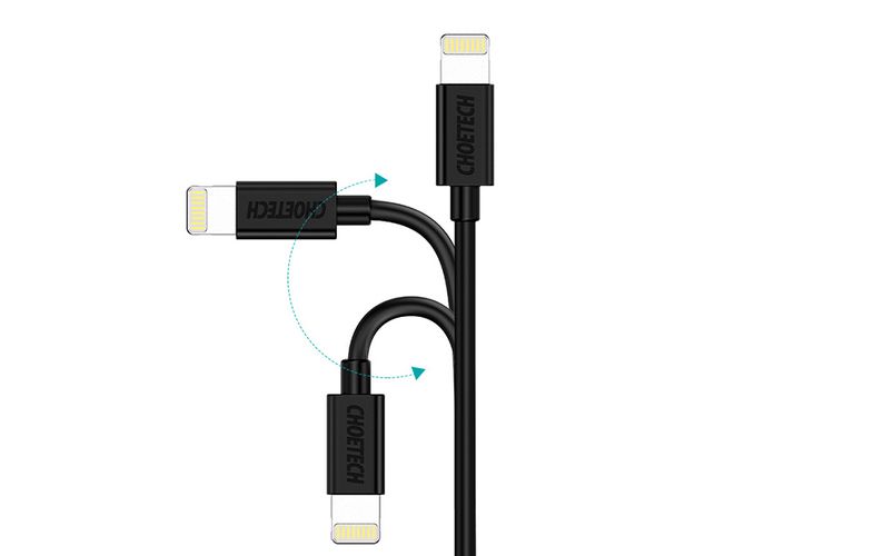 USB to Lightning cable Choetech IP0026, MFi,1.2m (black), Choetech IP0026 BK