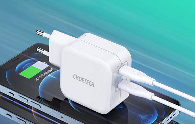 Choetech PD6009 Wall Charger 2x USB-C 20W (white), Choetech 047570
