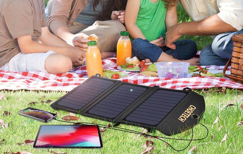 Foldable solar charger Choetech SC001 19W 2xUSB (black), Choetech SC001