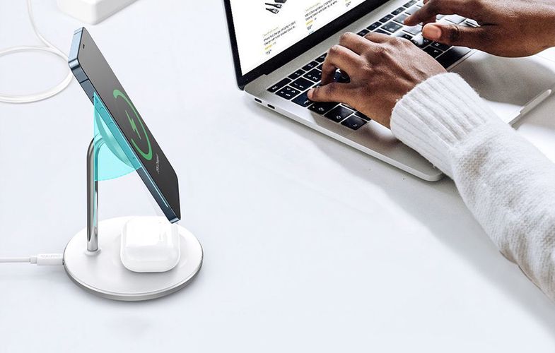 Wireless charger Choetech T581-F with stand (white), Choetech T581-F