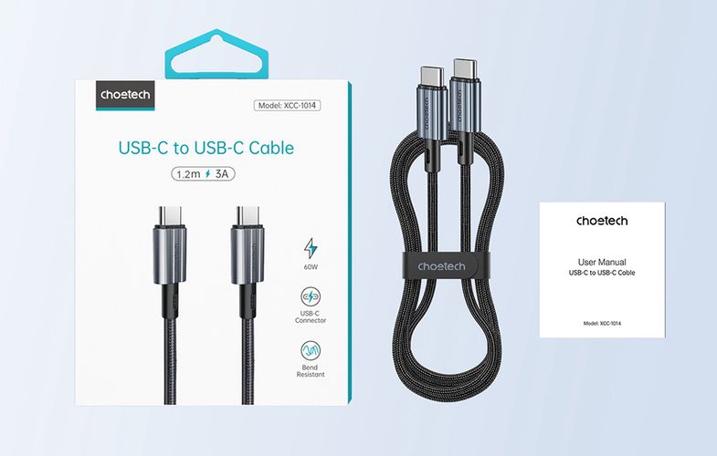 Cable USB-C do USB-C Choetech XCC-1014, PD 60W 1.2m (black), Choetech XCC-1014