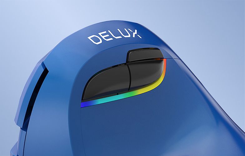 Wireless Vertical Mouse Delux M618Mini BT4.0 + 2.4Ghz 4000DPI RGB (blue), Delux M618 Mini BLUE