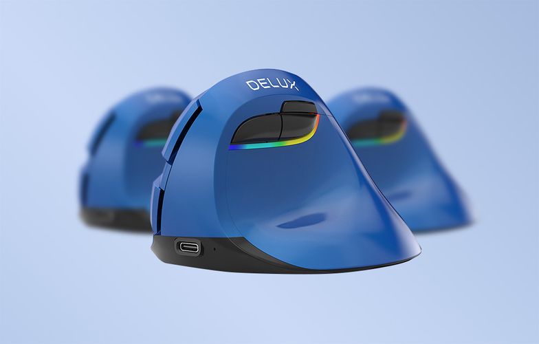 Wireless Vertical Mouse Delux M618Mini BT4.0 + 2.4Ghz 4000DPI RGB (blue), Delux M618 Mini BLUE