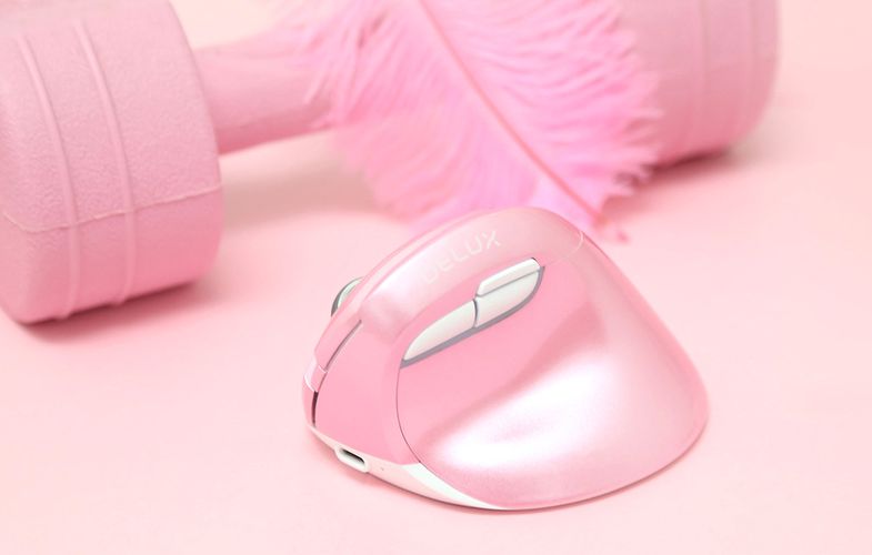 Wireless Vertical Mouse Delux M618Mini DB BT+2.4G 2400DPI (pink), Delux M618 Mini Pink