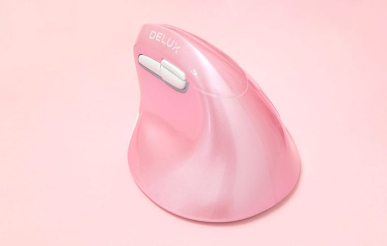 Wireless Vertical Mouse Delux M618Mini DB BT+2.4G 2400DPI (pink), Delux M618 Mini Pink