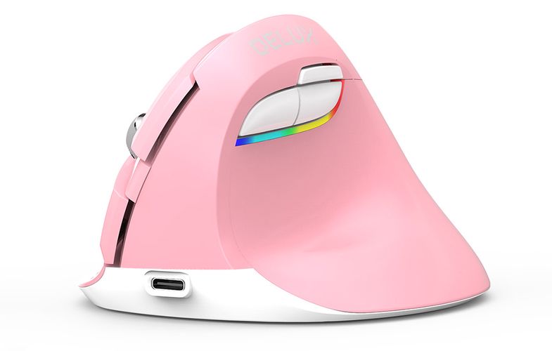 Wireless Vertical Mouse Delux M618Mini DB BT+2.4G 2400DPI (pink), Delux M618 Mini Pink