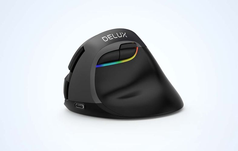 Wireless Vertical Mouse Delux M618Mini BT+2.4G RGB 4000DPI (Iron Gray), Delux M618Mini (Iron Gray)