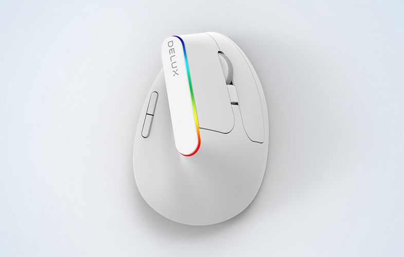 Wireless Vertical Mouse Delux M618C 2.4G 1600DPI RGB (white), Delux M618C