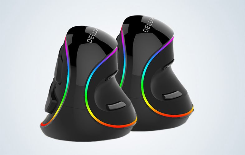 Wired Vertical Mouse Delux M618Plus 4000DPI RGB, Delux M618Plus