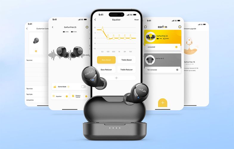 Wireless earphones TWS EarFun Free 1S (black), Earfun TW100S-B