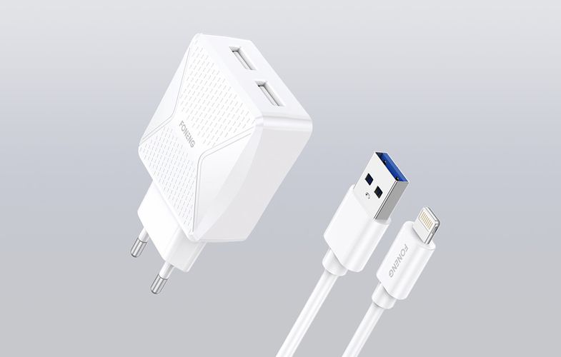 Charger Foneng EU35 12W 2x USB-A with Lightning cable 2.4A, Foneng EU35 Lightning