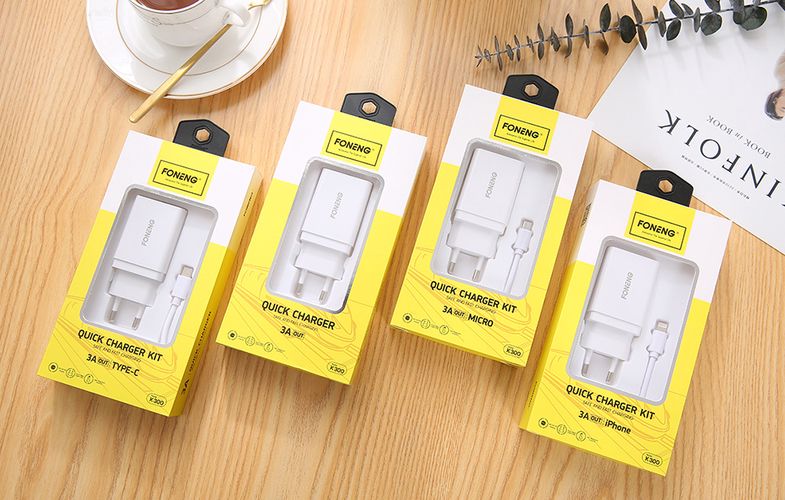Fast charger Foneng 1x USB K300 18W + USB to USB-C cable, Foneng K300 Type-C