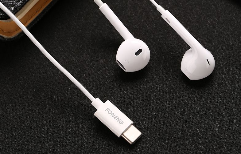 In-ear headphones, wired Foneng T15, USB-C, 1.2m (white), Foneng T15 Type-C / White