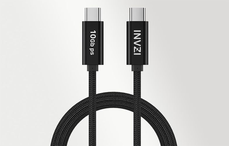 USB-C / USB 3.2 Gen2 Cable 100W 10Gbps, 2m (Black), INVZI CTC66FT