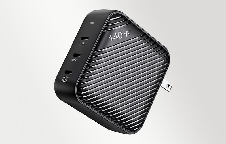 Wall charger INVZI GanHub 3x USB-C, 140W, EU/UK/AU/US (black), INVZI GH14013